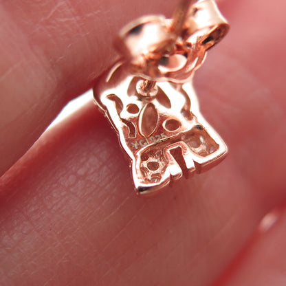 925 Sterling Silver Rose Gold Plated Round-Cut C Z Jesus Stud Earrings