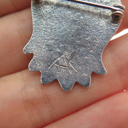 ALVIN THOMPSON Old Pawn 925 Sterling Silver Vintage Angel Pin Brooch / Pendant