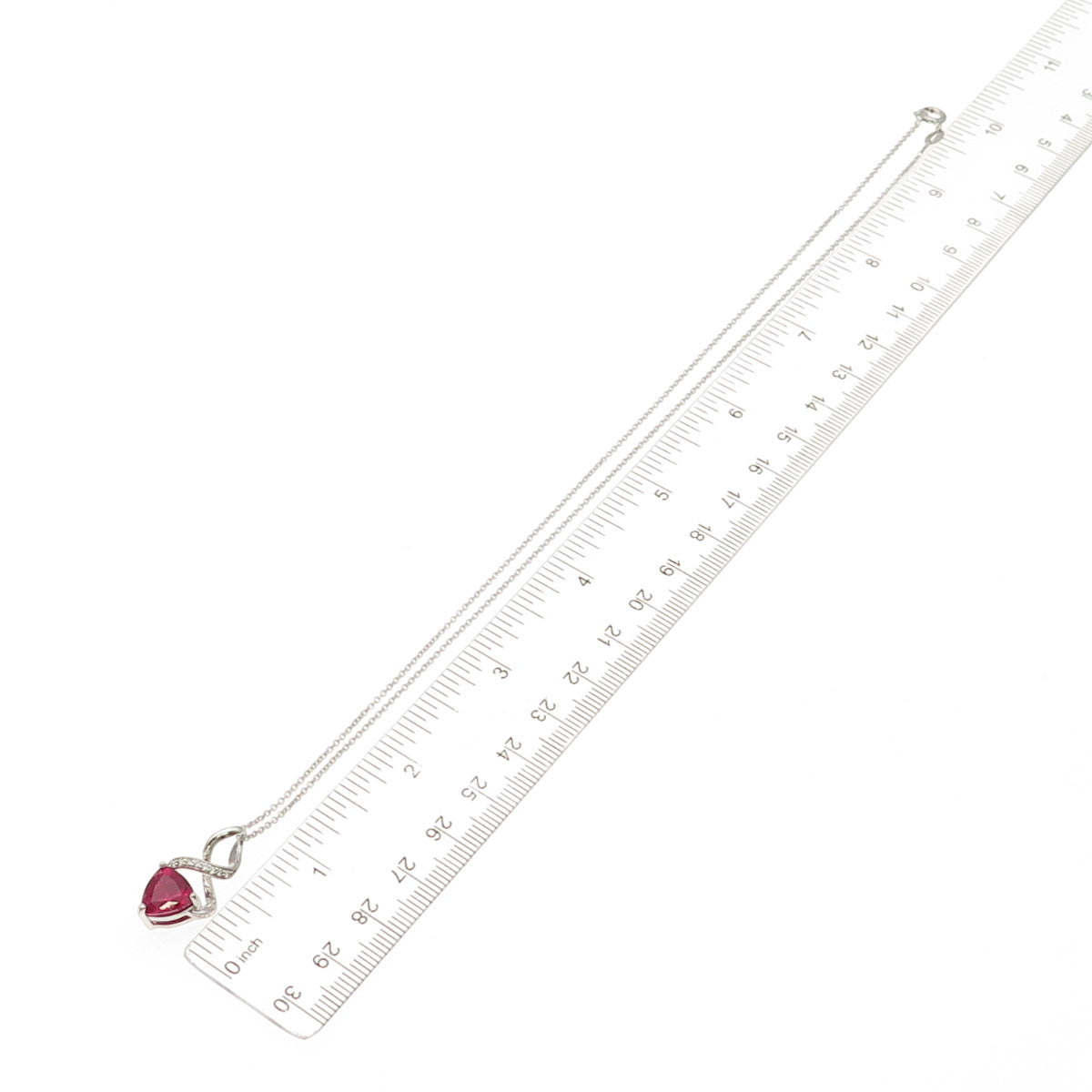 925 Sterling Silver Lab-Created Ruby & Real White Topaz Cable Chain Necklace 18"