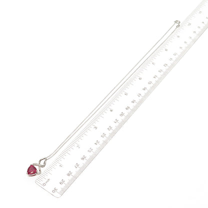 925 Sterling Silver Lab-Created Ruby & Real White Topaz Cable Chain Necklace 18"