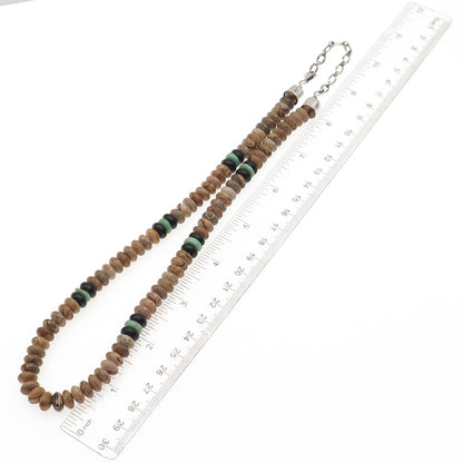 Jay King Desert Rose 925 Sterling Vintage Jasper Onyx Turquoise Necklace 18-20"