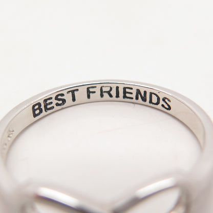 925 Sterling Silver Vintage BJG "Best Friends" Infinity Ring Size 6.25