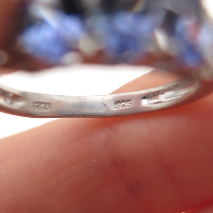 Chuck Clemency 925 Sterling Silver Real Tanzanite & White Topaz Ring Size 8.25