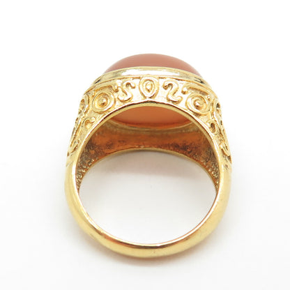 CID Clyde Duneier Sterling Silver Gold Plated Optic Fiber Cat Eye Ring Size 7.25