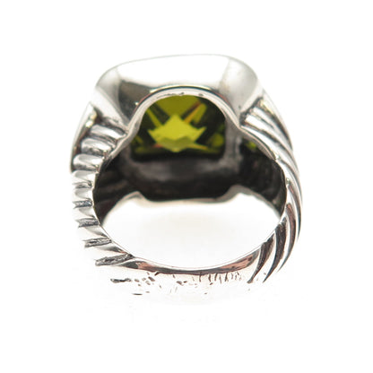 925 Sterling Silver Vintage Green C Z Oxidized Ring Size 7.25