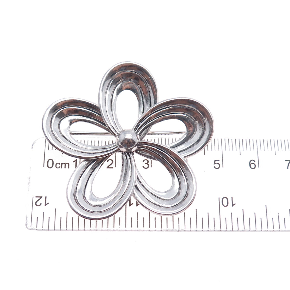 W. E. Richards 925 Sterling Silver Antique Art Deco Flower Pin Brooch