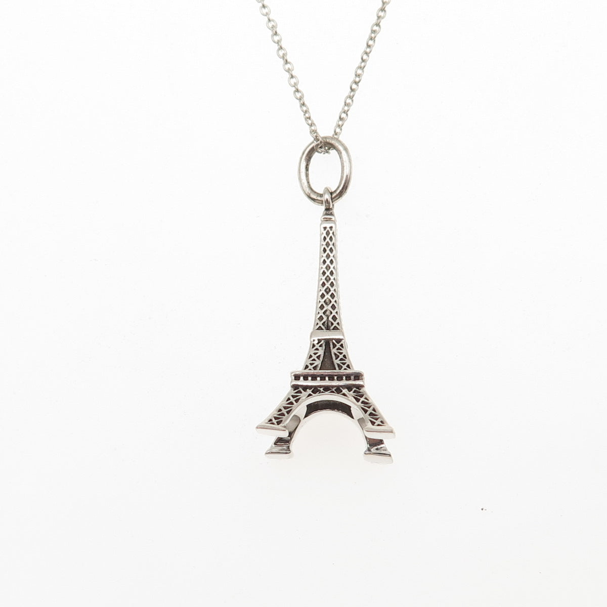 Tiffany & Co. 925 Sterling Silver Vintage Eiffel Tower Cable Chain Necklace 18"