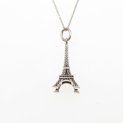 Tiffany & Co. 925 Sterling Silver Vintage Eiffel Tower Cable Chain Necklace 18"
