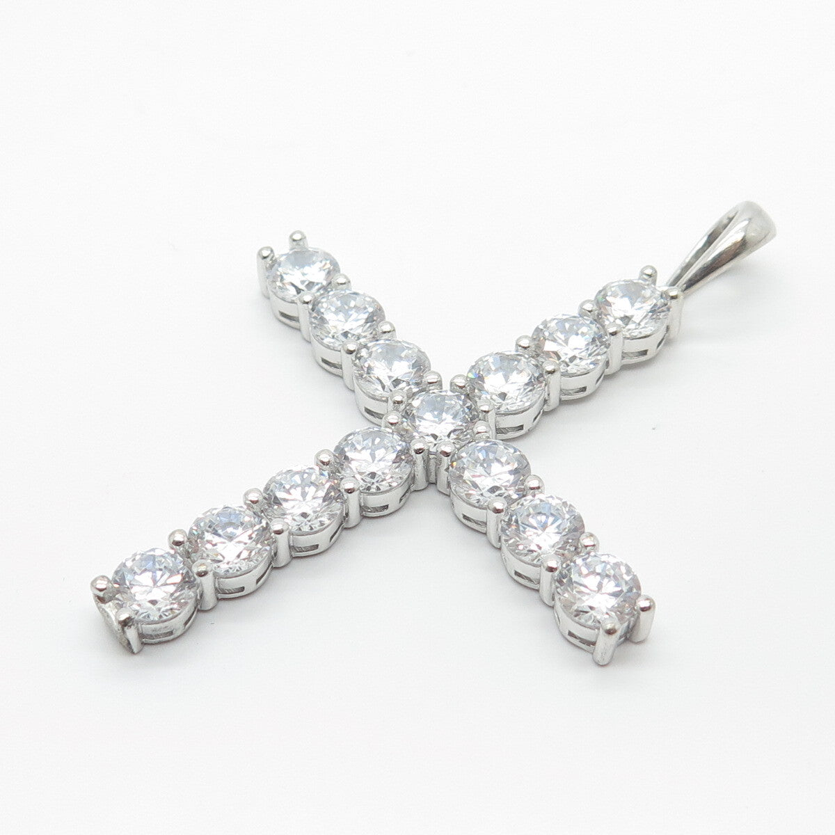 925 Sterling Silver C Z Cross Pendant