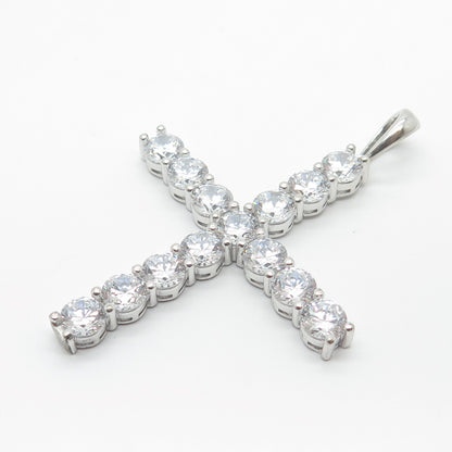 925 Sterling Silver C Z Cross Pendant