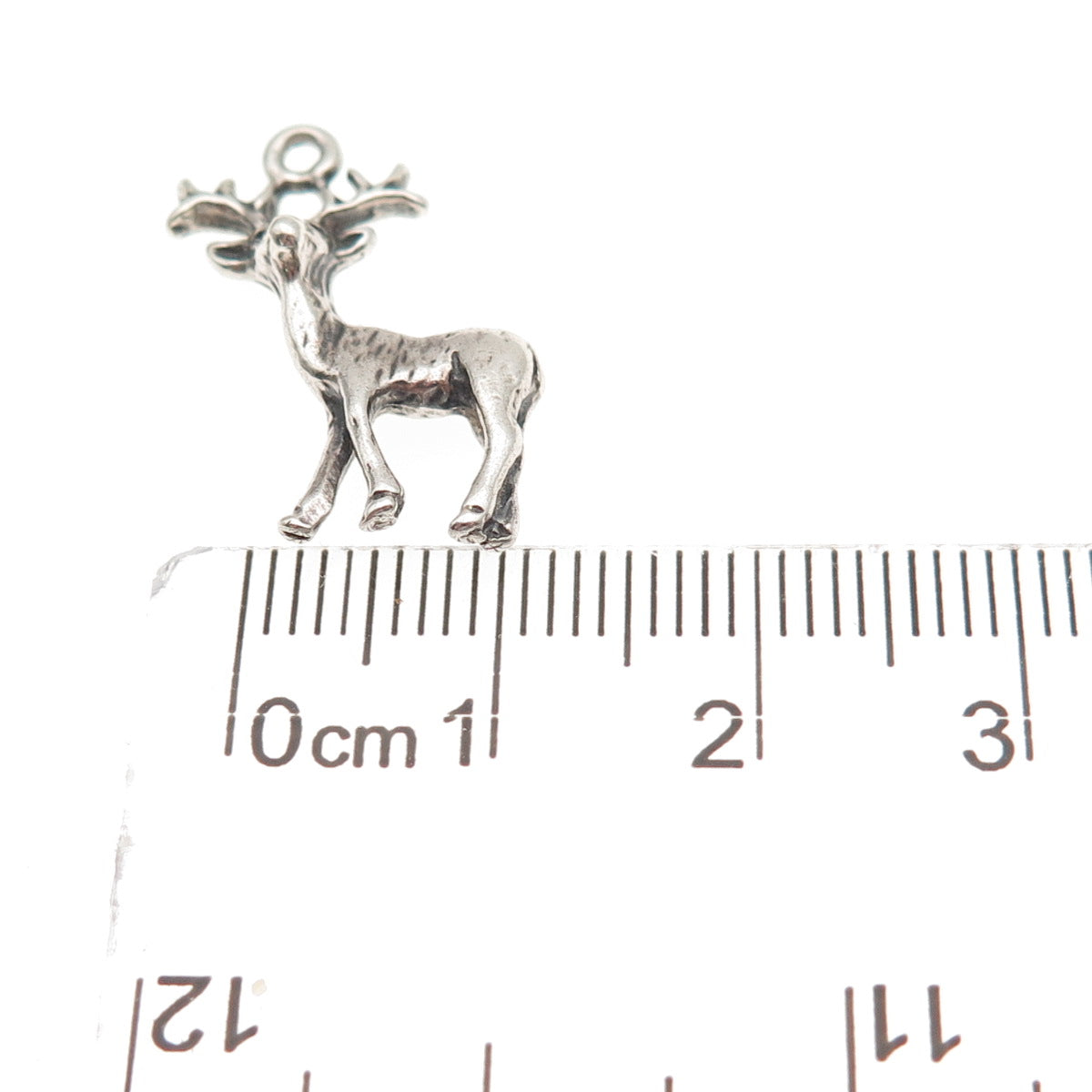 925 Sterling Silver Vintage Deer Oxidized Mini Charm Pendant