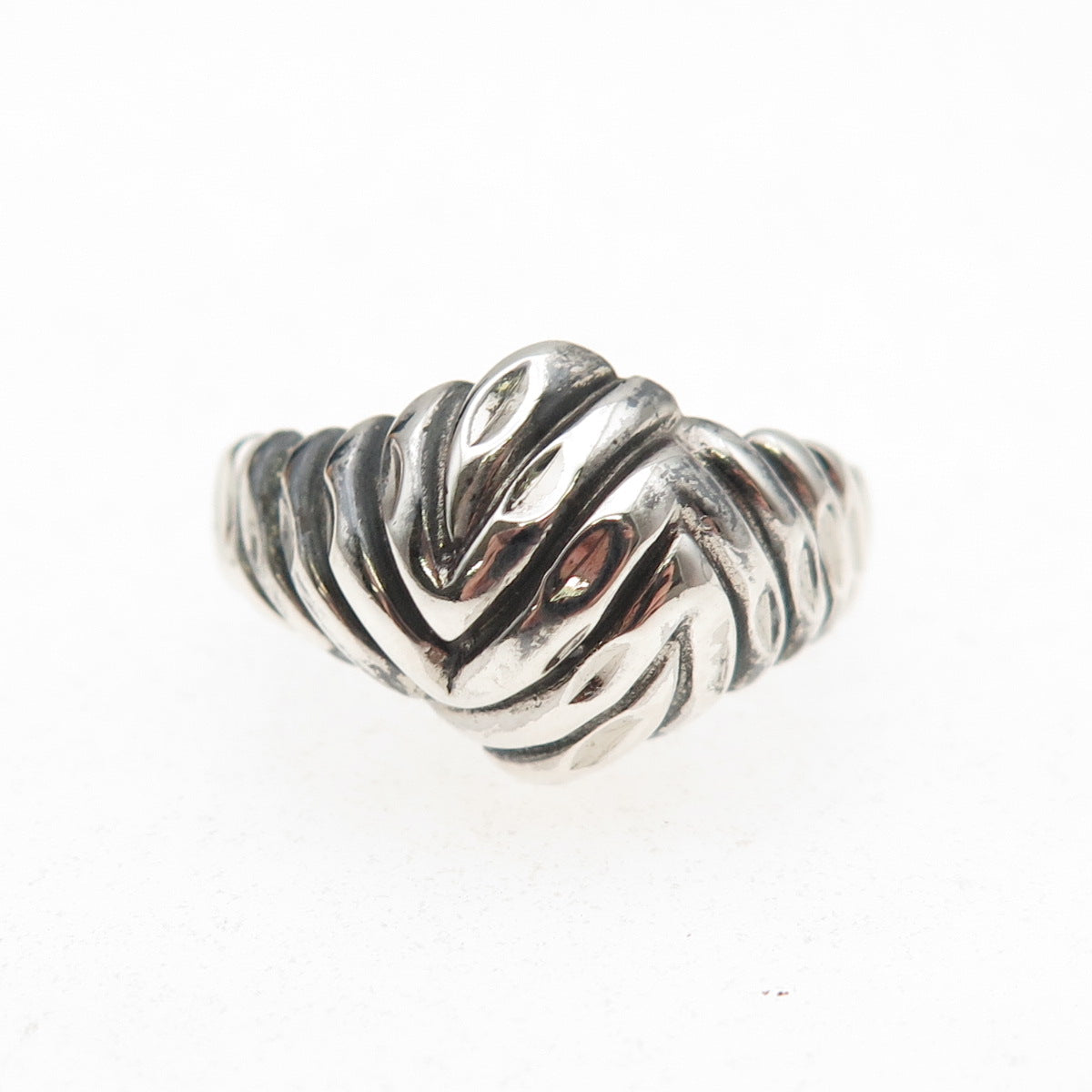 Lisa Lee Creations 925 Sterling Silver Vintage Modernist Oxidized Ring Size 7.25