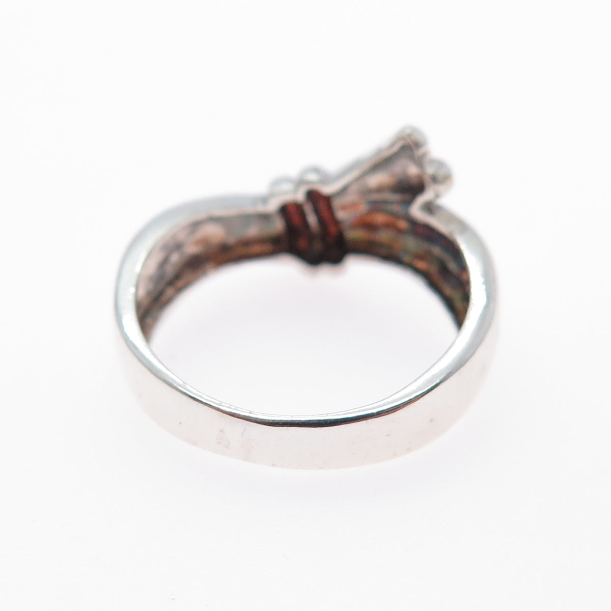 925 Sterling Silver Vintage Modernist Oxidized Ring Size 6.25