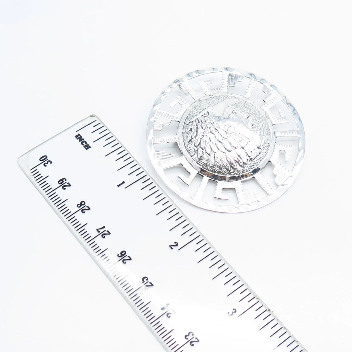 925 Sterling Silver Vintage Mexico Greek Maze Pin Brooch / Pendant