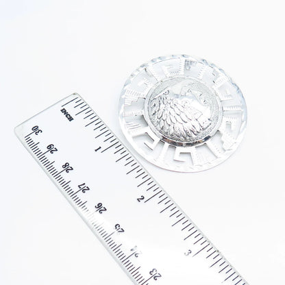925 Sterling Silver Vintage Mexico Greek Maze Pin Brooch / Pendant