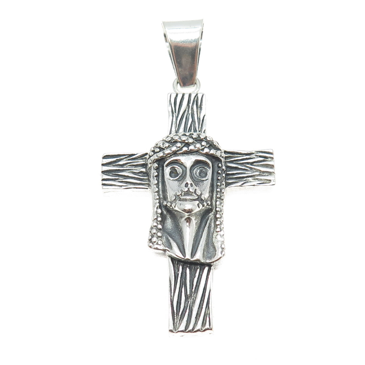 950 Silver Vintage Jesus Cross Oxidized Pendant