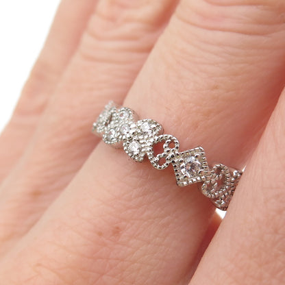 ROSS SIMONS 925 Sterling Silver Round-Cut C Z Heart Butterfly Band Ring Size 7