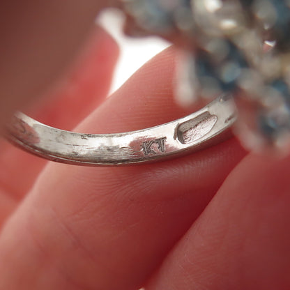 925 Sterling Silver Real Turquoise & Blue Topaz Ring Size 8.25