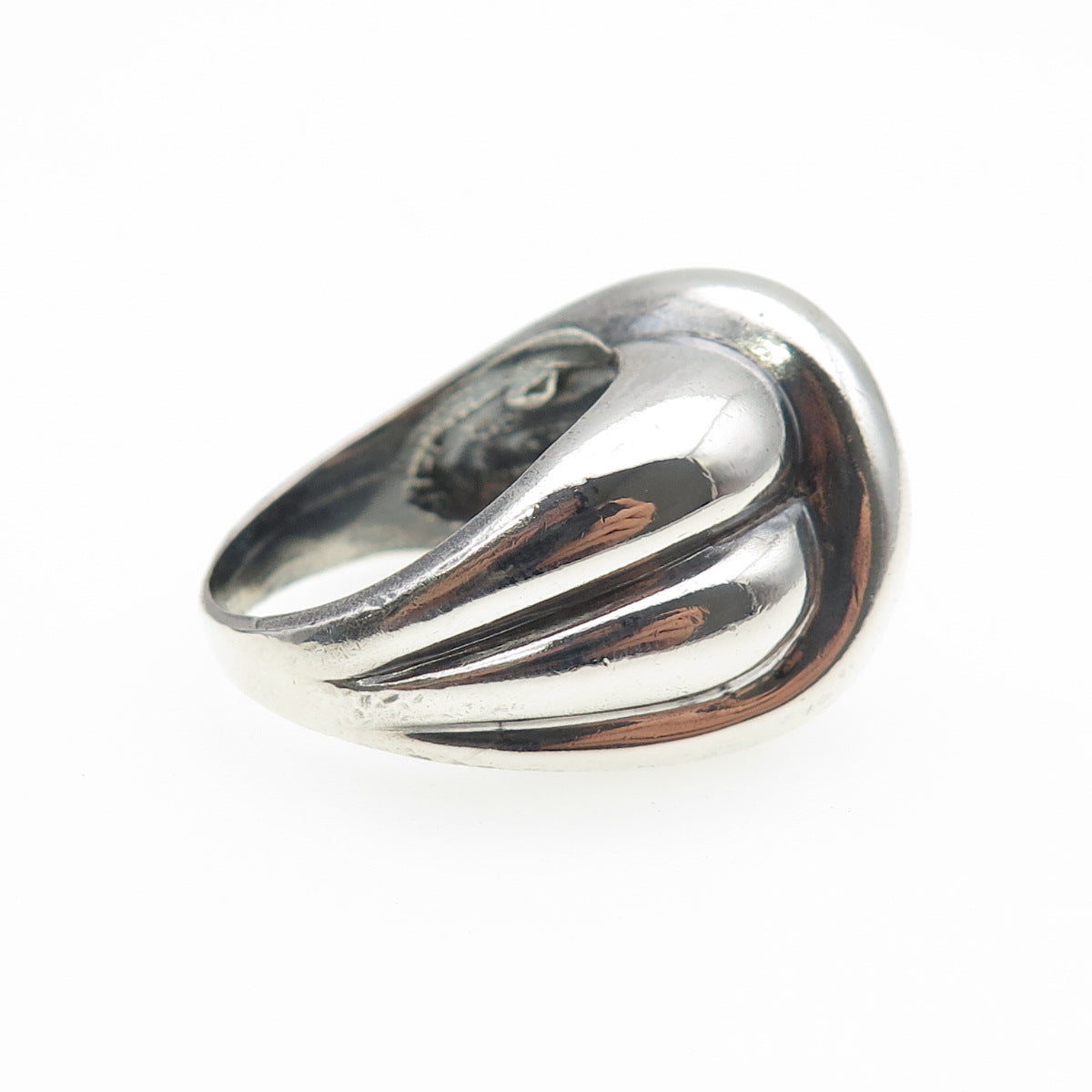 925 Sterling Silver Vintage Modernist Crisscross Oxidized Ring Size 8.25