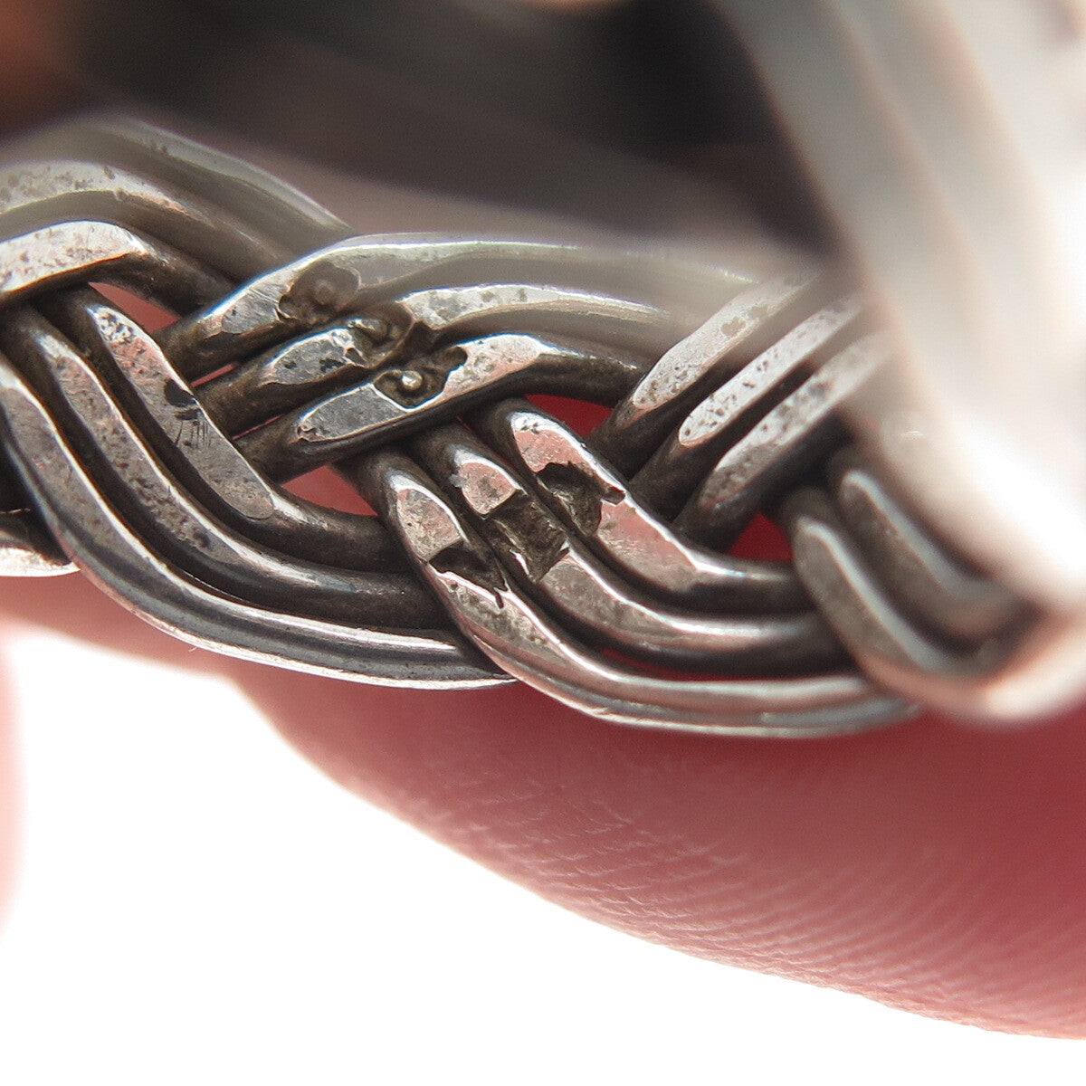 925 Sterling Silver Vintage Mexico Wicker Band Ring Size 9.25