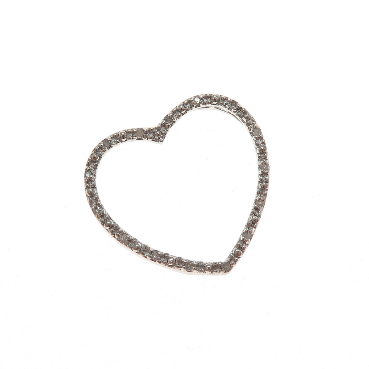 CHARLES WINSTON 925 Sterling Silver Real Round-Cut Diamond Heart Slide Pendant