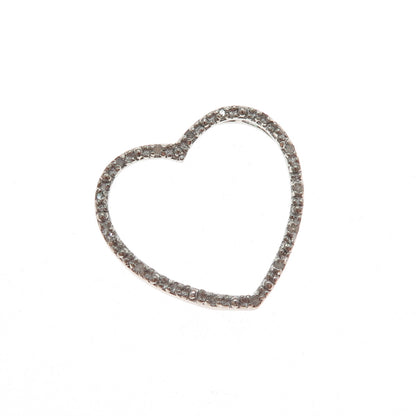 CHARLES WINSTON 925 Sterling Silver Real Round-Cut Diamond Heart Slide Pendant