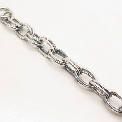 925 Sterling Silver Vintage Double Rolo Link Bracelet 6.5"
