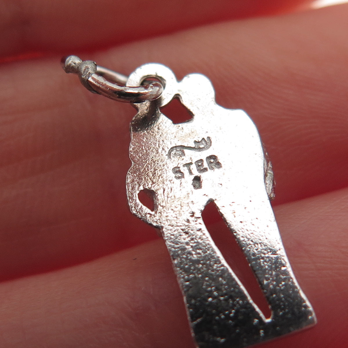 925 Sterling Silver Vintage Rhinestone Groom & Bride Wedding Mini Charm Pendant