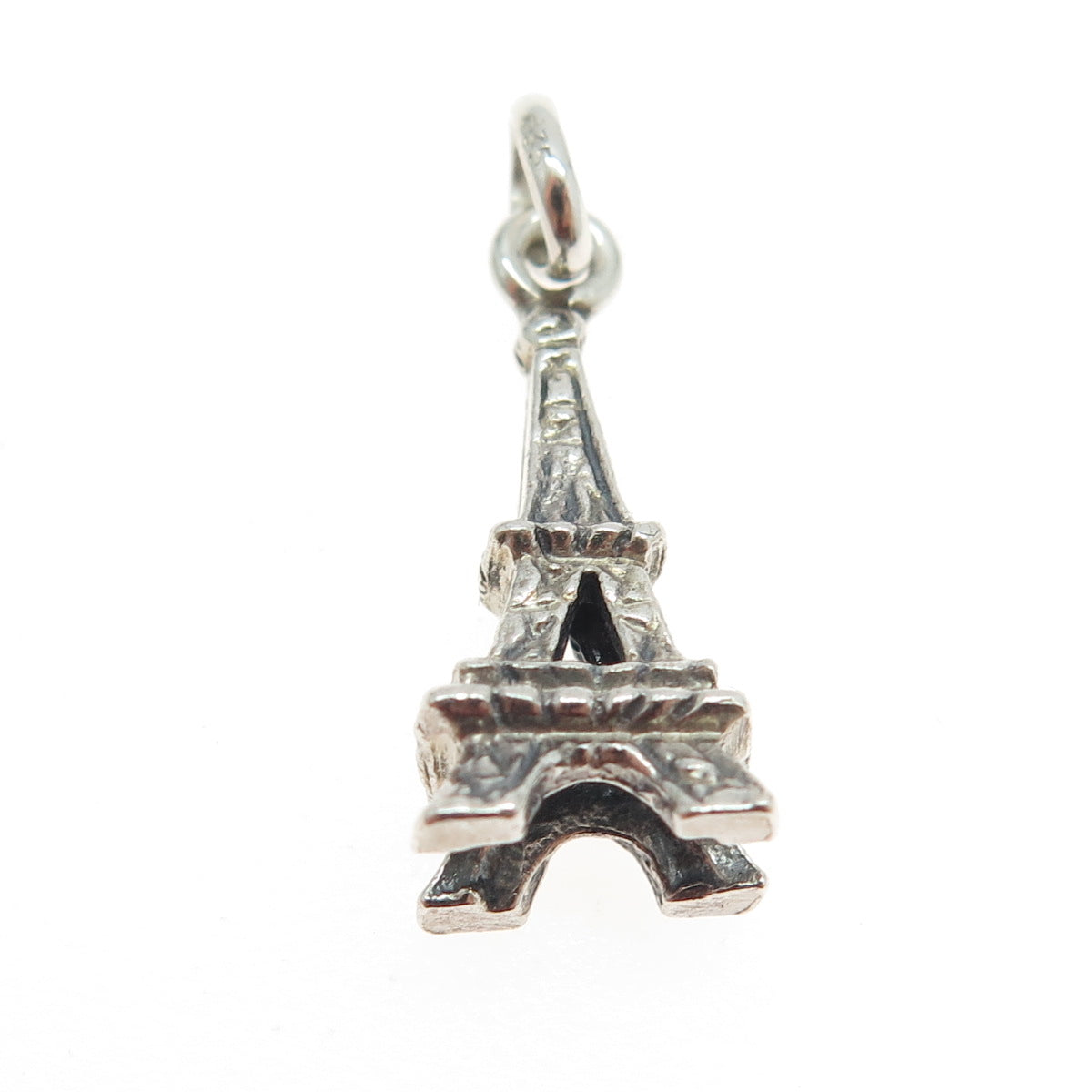 835 Silver Vintage Eiffel Tower Minimalist 3D Charm Pendant