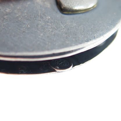 925 Sterling Silver Vintage Modernist Heart Oxidized Charm Pendant