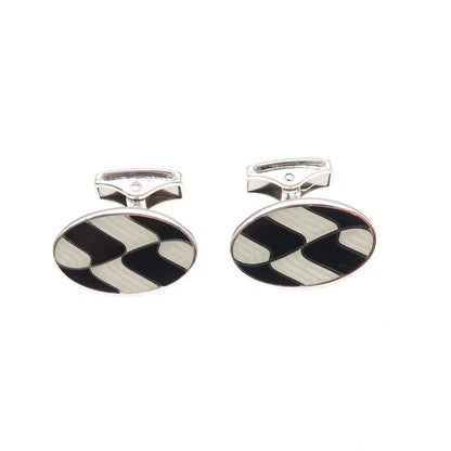 Birch & Gaydon 925 Sterling Silver Vintage England Enamel Modernist Cufflinks