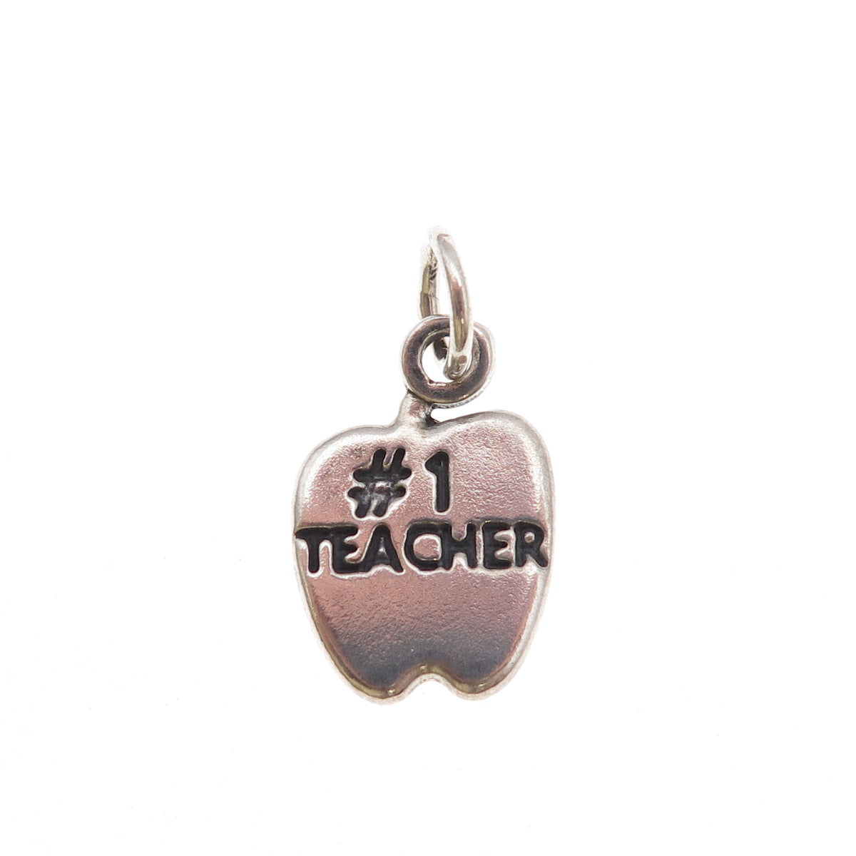 Sundancer 925 Sterling Silver Vintage #1 Teacher Apple Oxidized Charm Pendant