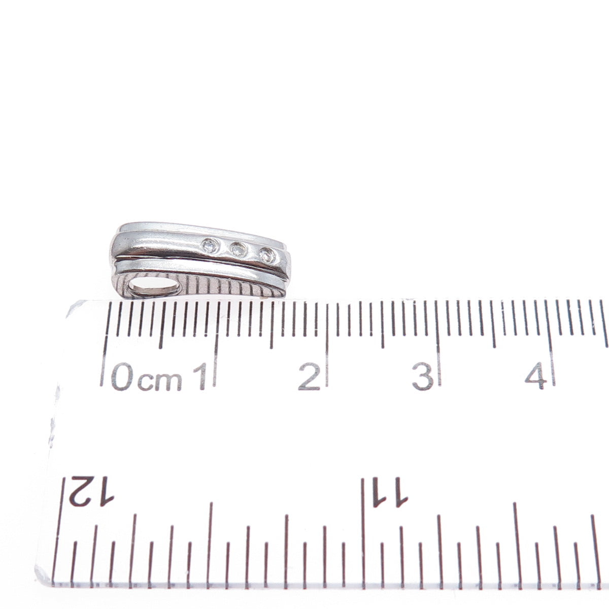 925 Sterling Silver Round-Cut C Z Bar Minimalist Slide Charm Pendant
