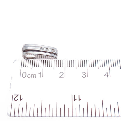925 Sterling Silver Round-Cut C Z Bar Minimalist Slide Charm Pendant