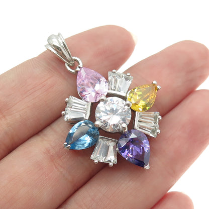 925 Sterling Silver Multi-Color C Z Pendant