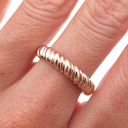 Ross Simons 925 Sterling Silver Rose Gold Plated Twisted Band Ring Size 7