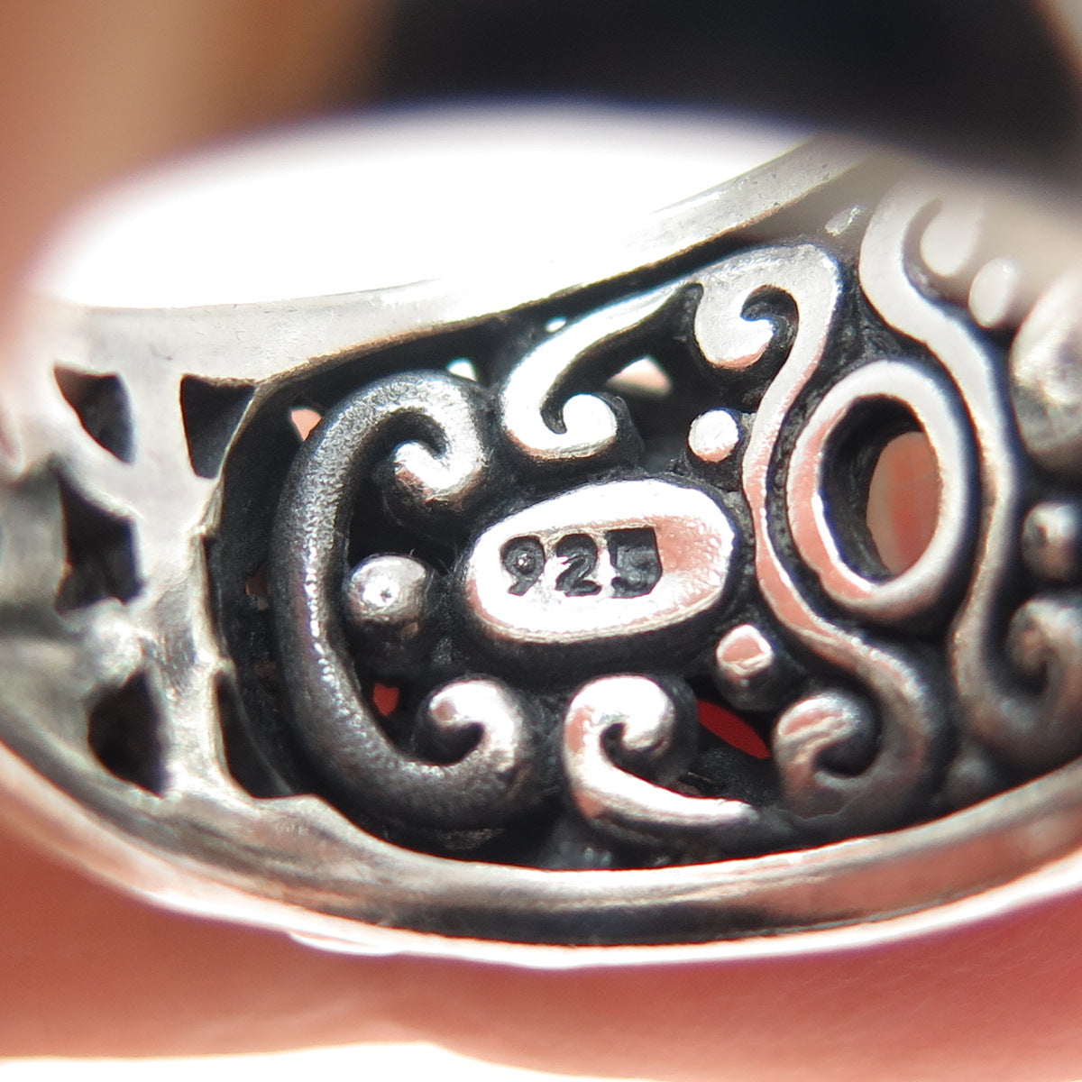 SAMUEL BENHAM BJC Sterling Silver Vintage Real Moonstone Oxidized Ring Size 9.5