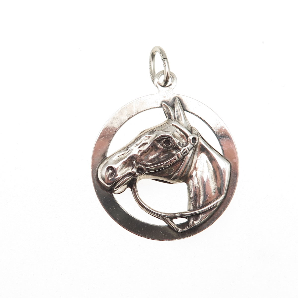 Beau 925 Sterling Silver Antique Art Deco Horse Oxidized Charm Pendant