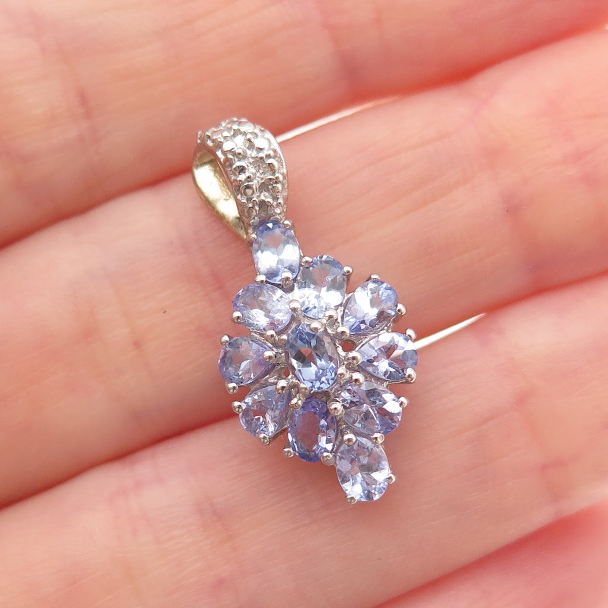 Chuck Clemency 925 Sterling Silver Real Oval & Pear-Cut Tanzanite Charm Pendant