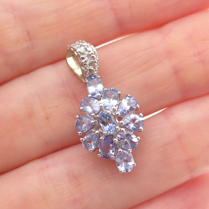 Chuck Clemency 925 Sterling Silver Real Oval & Pear-Cut Tanzanite Charm Pendant