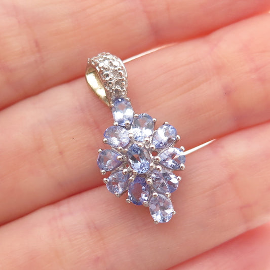 Chuck Clemency 925 Sterling Silver Real Oval & Pear-Cut Tanzanite Charm Pendant