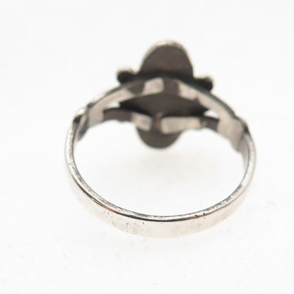 Bell Trading Post Old Pawn 925 Sterling Silver Vintage Hematite Ring Size 5.5