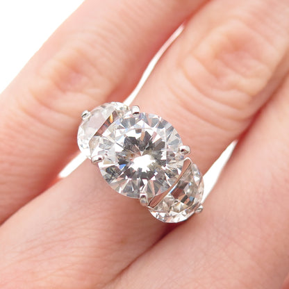925 Sterling Silver Multi-Cut C Z Engagement Ring Size 5