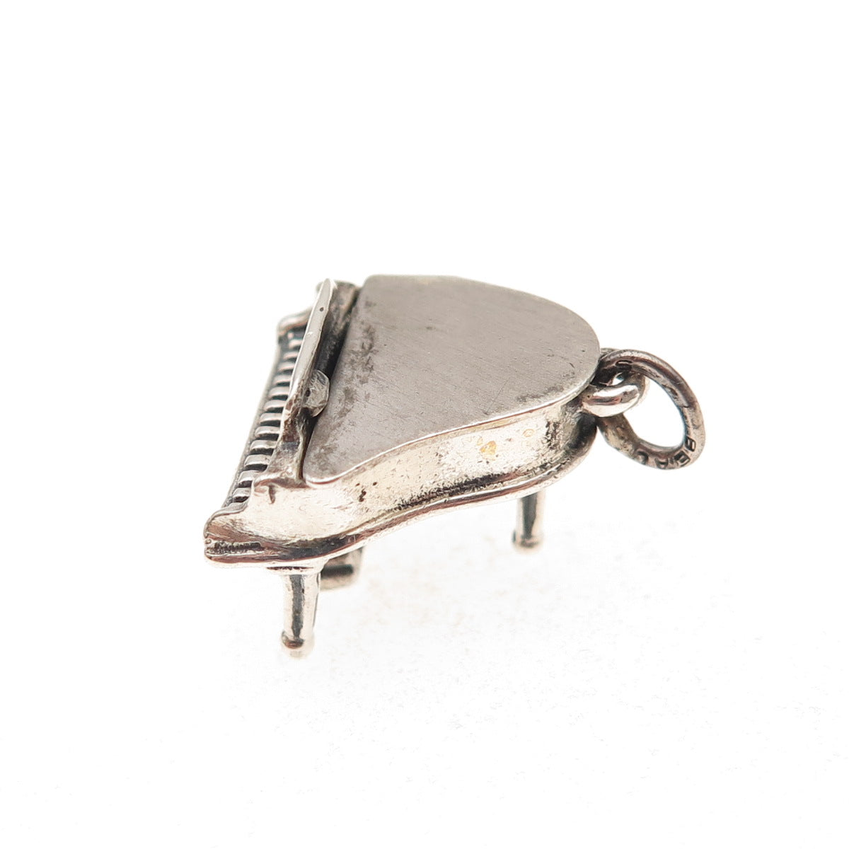 Beau 925 Sterling Silver Vintage Grand Piano Oxidized 3D Open Charm Pendant