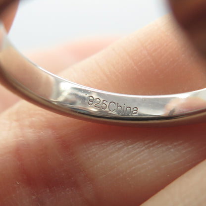 925 Sterling Silver White & Blue C Z Wide Ring Size 8