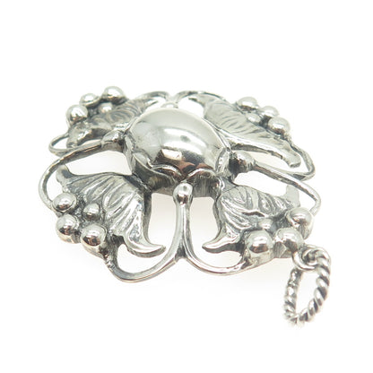 925 Sterling Silver Antique Art Deco Cross Floral Handcrafted Pendant