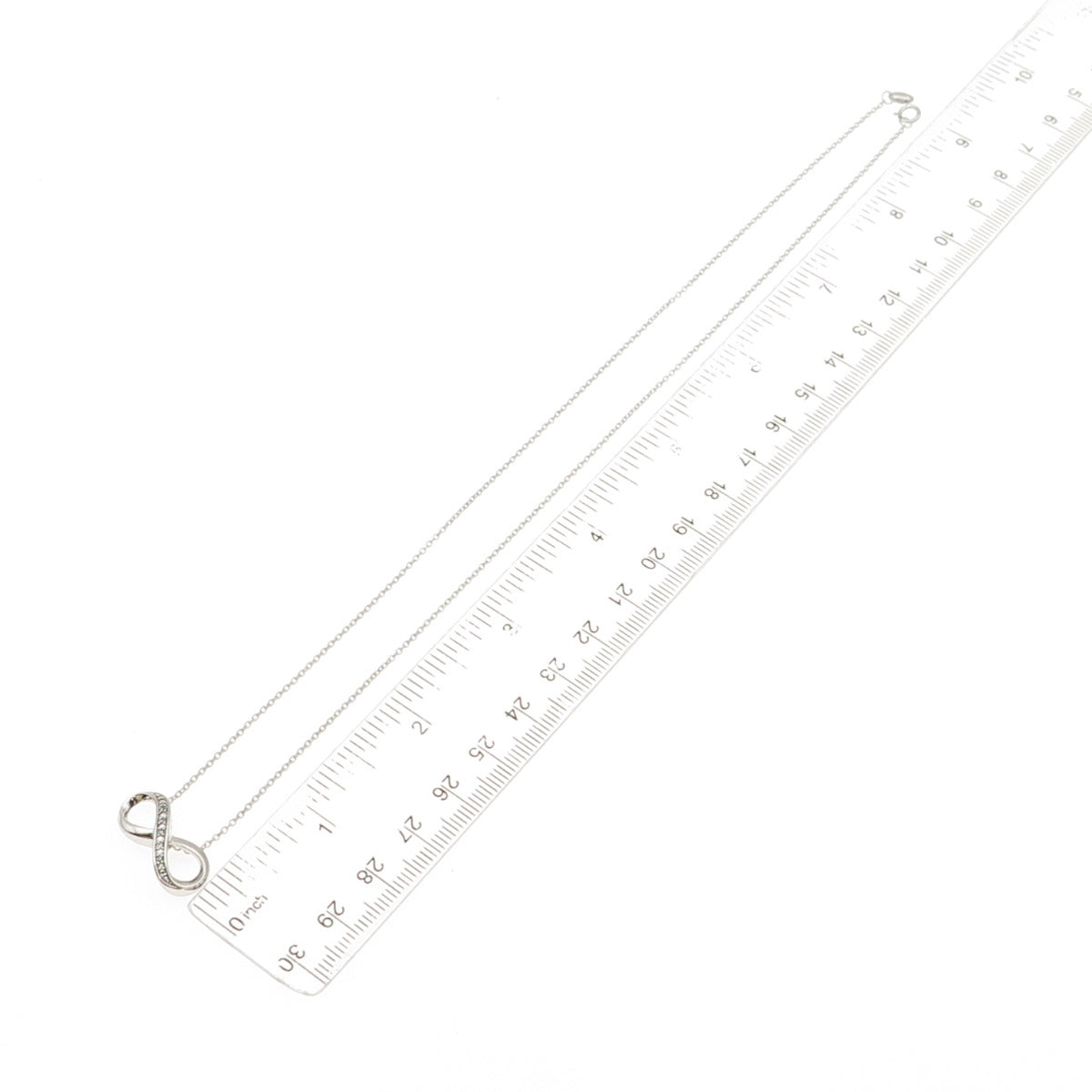 925 Sterling Silver Real Round-Cut Diamond Infinity Cable Chain Necklace 18"