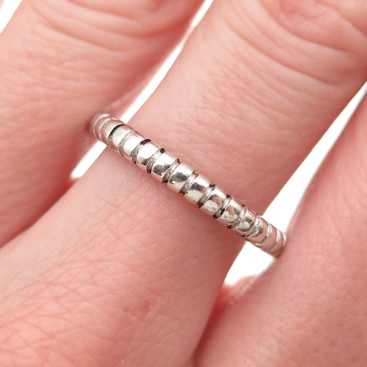 925 Sterling Silver Vintage Ribbed Stackable Band Ring Size 8