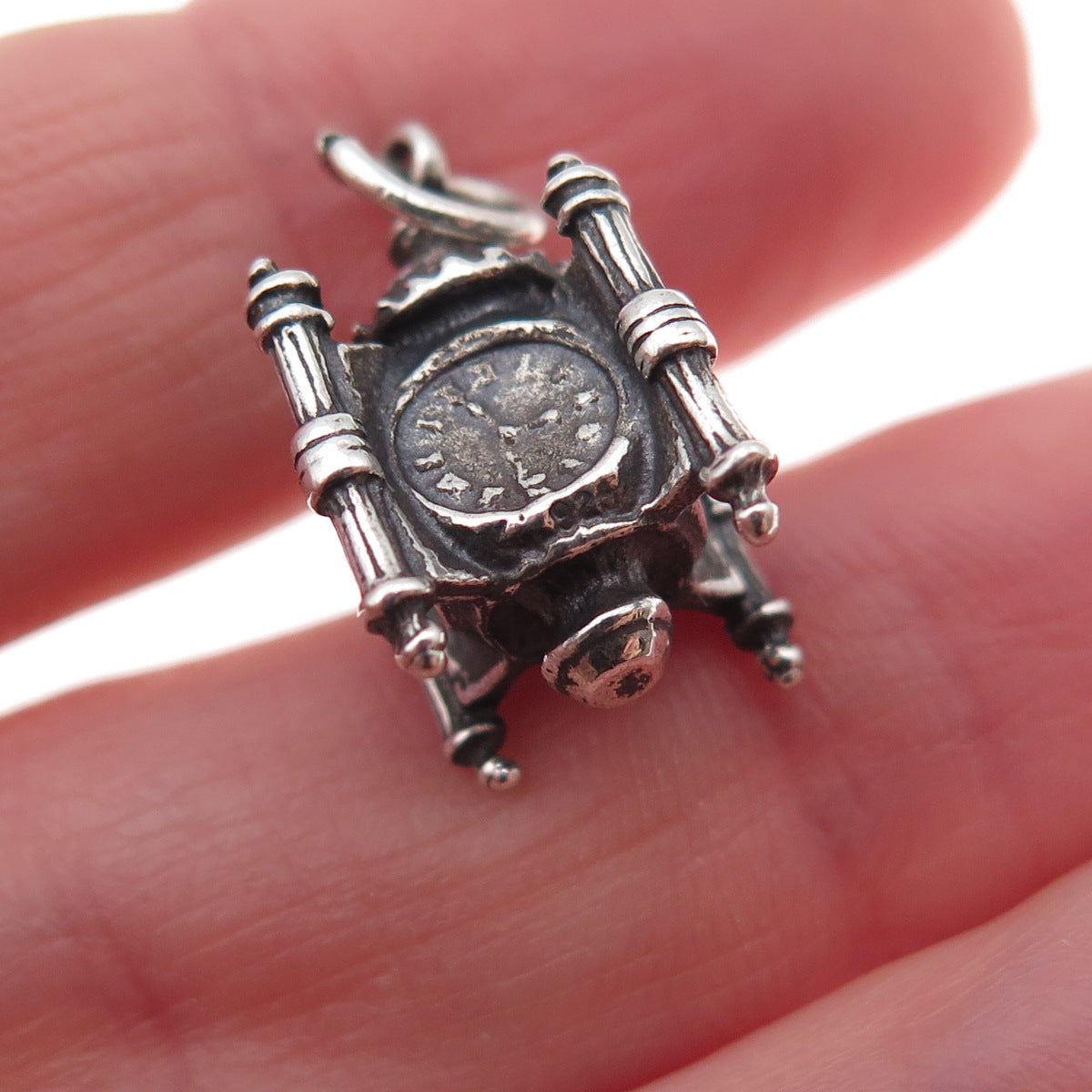 925 Sterling Vintage Marshall Field's Department Store Clock Chicago 3D Pendant