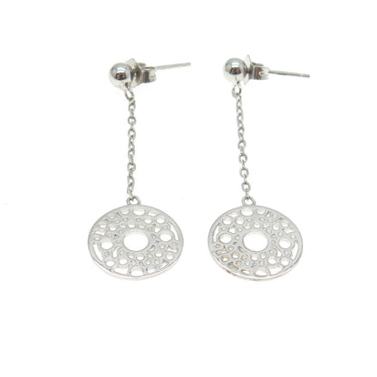 925 Sterling Silver Circle w/Chain Dangling Earrings